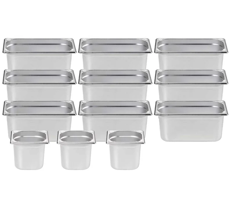INFRICO - KIT 9 CUBETAS GN 1/3 Y 6 CUBETAS GN 1/6 - PROFUNDIDAD 150 MM