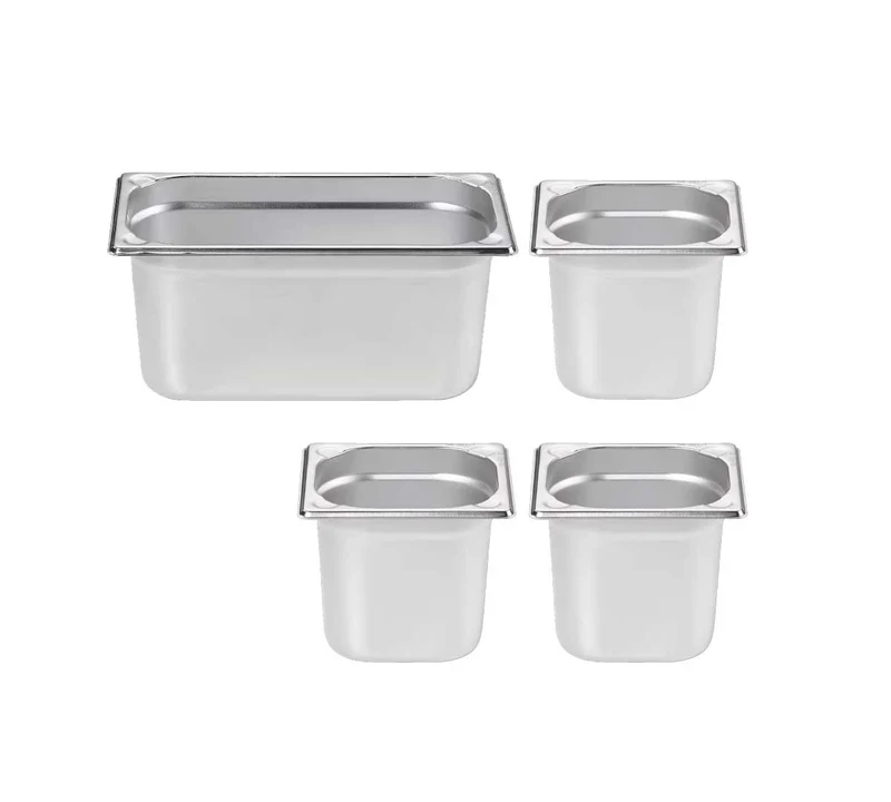 INFRICO - KIT 1 CUBETA GN 1/3 Y 3 CUBETAS GN 1/6 - PROFUNDIDAD 150 MM