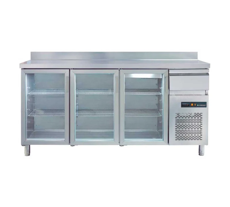 COREQUIP - MESA FRÍA FRENTE MOSTRADOR 3 PUERTAS CRISTAL FRV20003