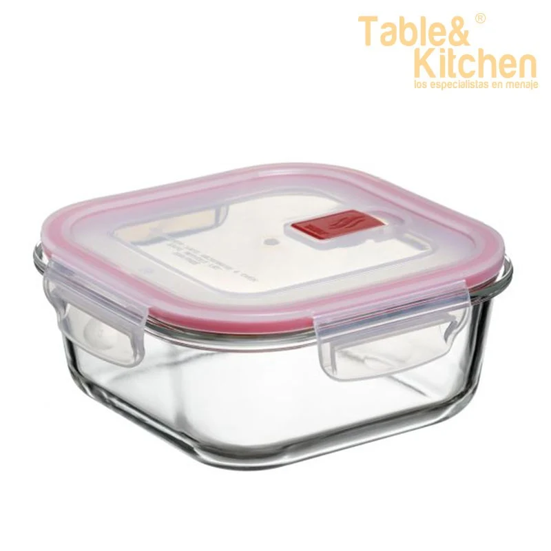 HERMETICO VIDRIO CUADRADO 0,8L COOK&EAT ROJO