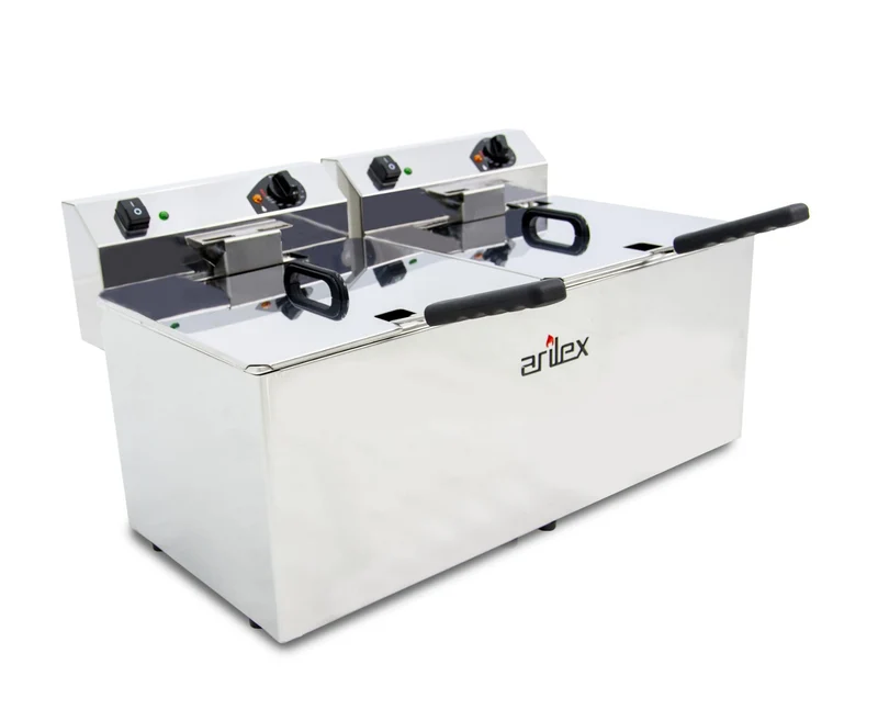 ARILEX - FREIDORA ELÉCTRICA EVOLUTION SIN GRIFO 12+12 LITROS CON CONTACTOR (4,5+4,5kw MONOFÁSICA) EVO1212