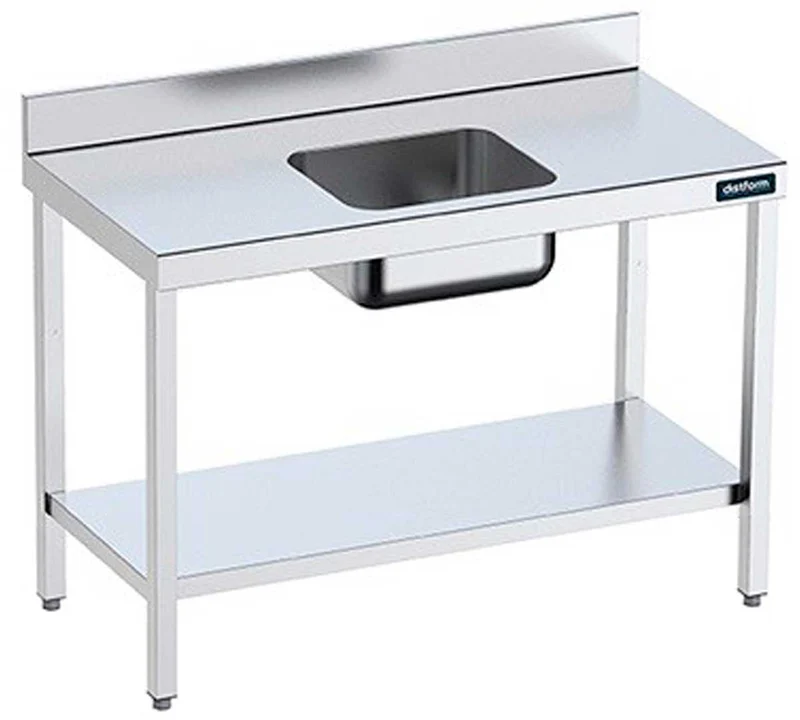 DISTFORM - MESA MURAL GAMA 600 CON CUBETA CENTRAL Y ESTANTE