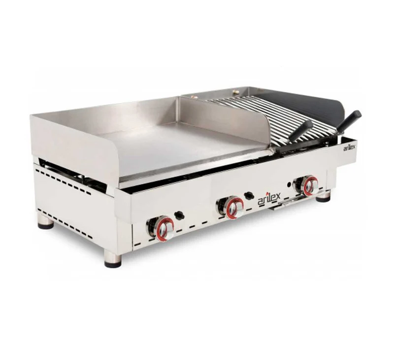 ARILEX - FRY TOP ACERO RECTIFICADO CON BARBACOA DE PIEDRA VOLCÁNICA 100FRYGRBN