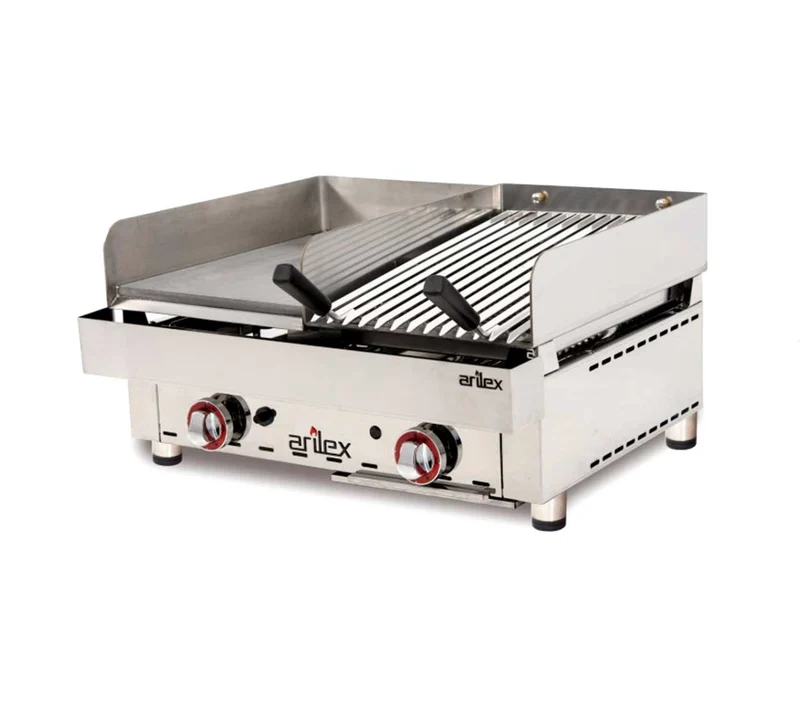 ARILEX - FRY TOP ACERO RECTIFICADO CON BARBACOA DE PIEDRA VOLCÁNICA 70FRYGRBN
