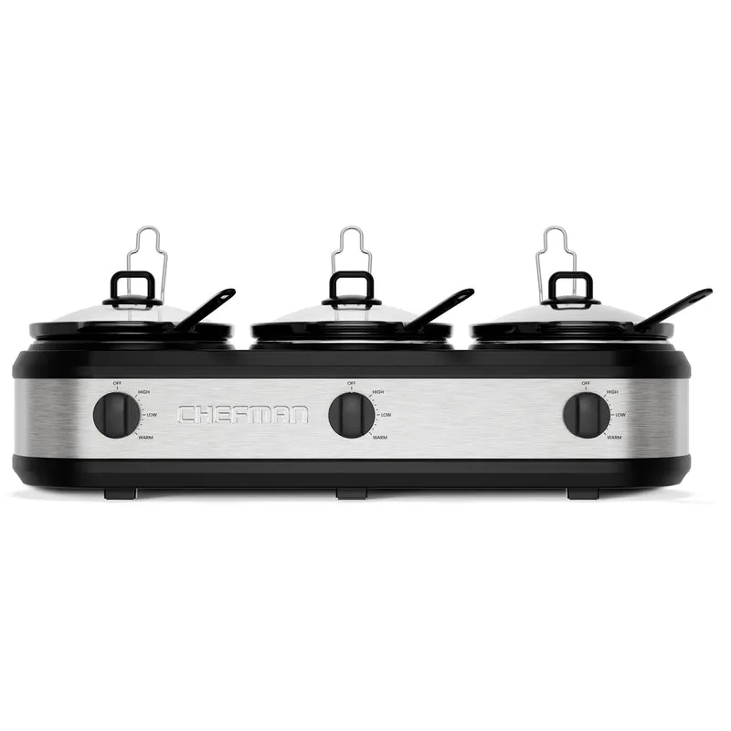Stainless-Steel Triple Slow Cooker & Buffet Server