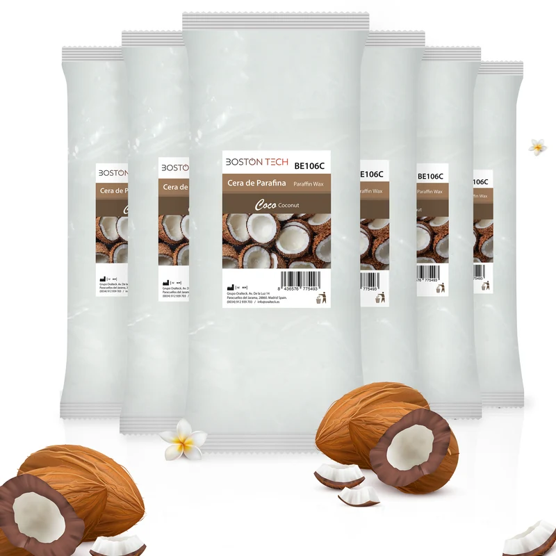 Parafina para Manos y Pies Boston Tech |Rehabilitación Antioxidante + Tratamiento artritis y artrosis Hidrata Nutre Estético Ideal para cualquier baño de Parafina Pack 6 bloques x 450 gr Coco