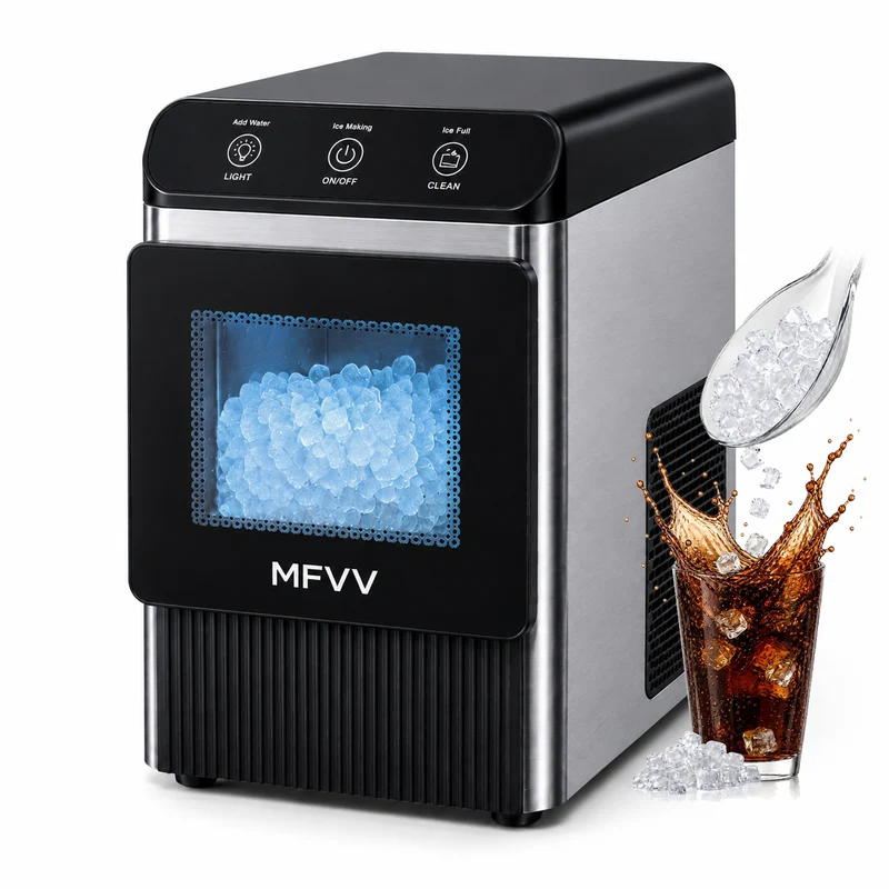 38 lb/Day Nugget Ice Maker, 6-Min Fast Self-Cleaning Countertop Nugget Ice Maker