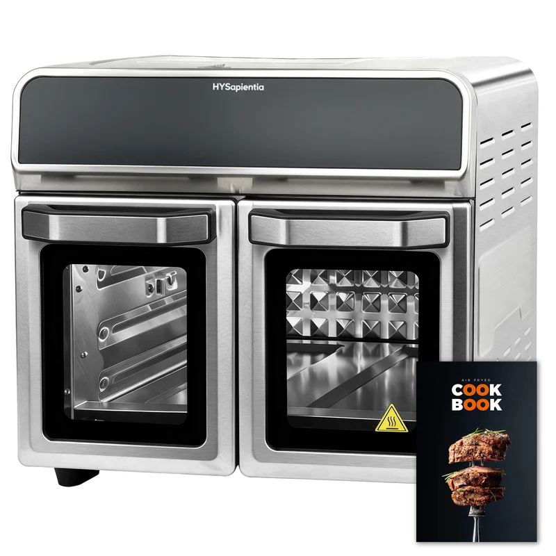 24QT Dual Zone 10-in-1 Stainless Steel Air Fryer Toaster Oven with Rotisserie