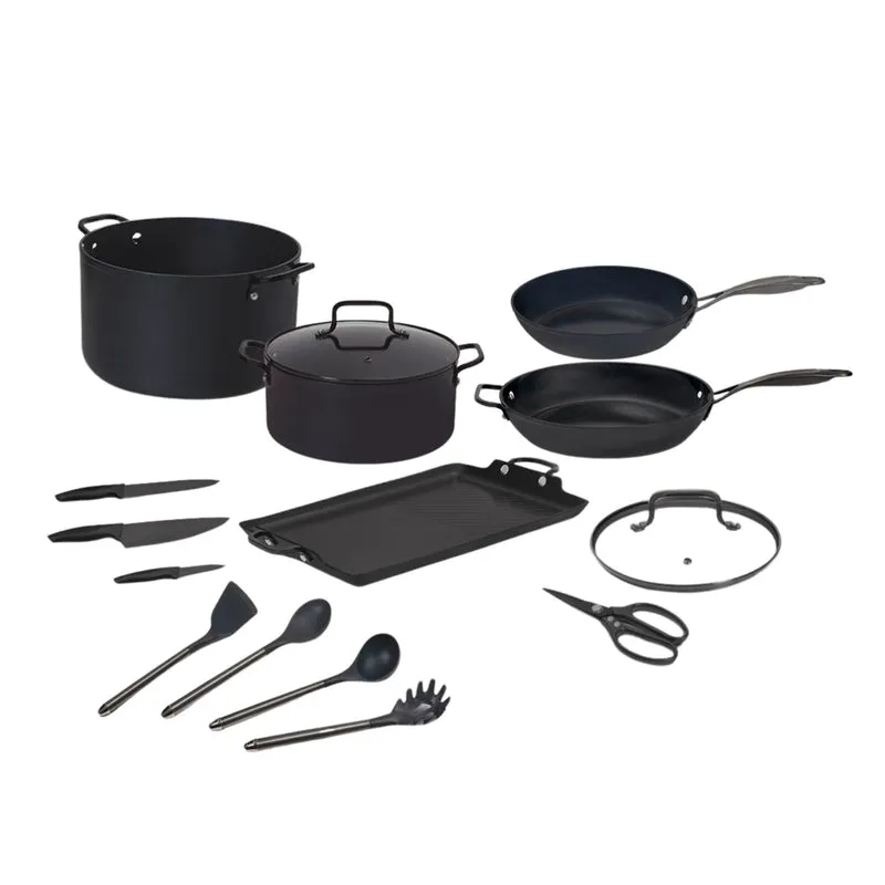 Batería de cocina Jade Black 15 piezas | Set premium Jade Cook con antiadherente de jade
