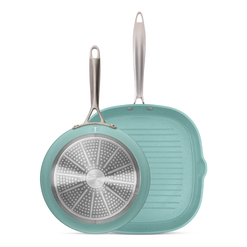 2 Pack Sartenes 24 cm y Grill Jade Chef