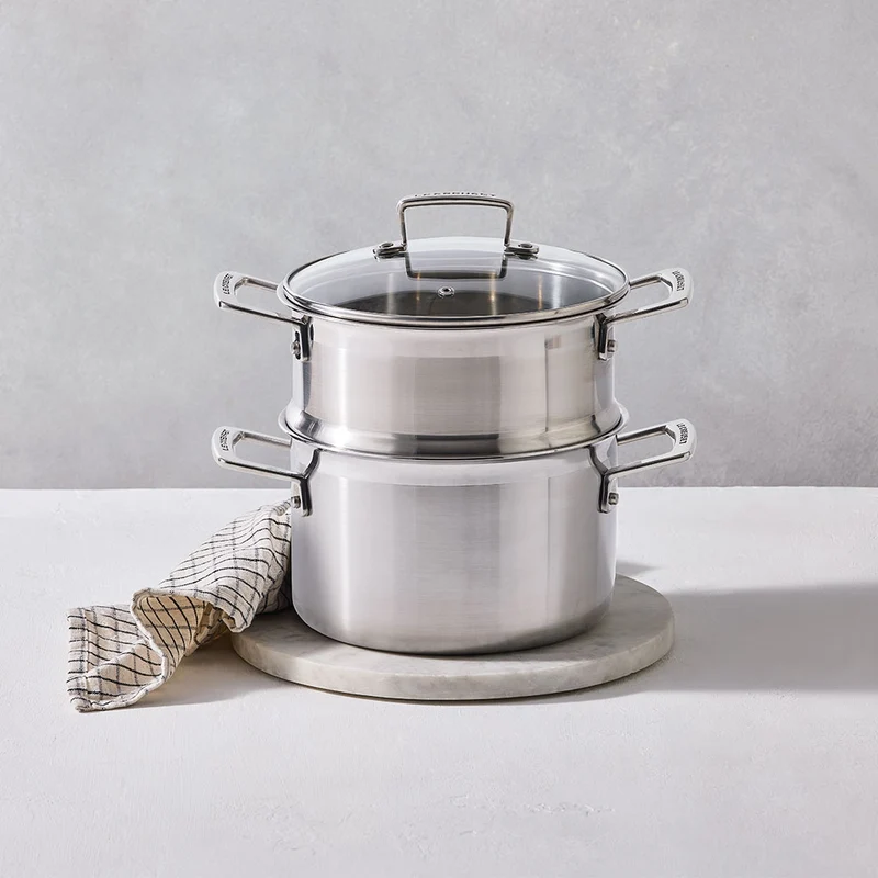 Olla con vaporera y tapa de cristal Le Creuset