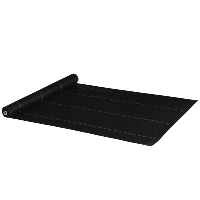 Outsunny Malla Antimaleza 2x25 M 60 G/m² Para Control De Malezas Malas Negro