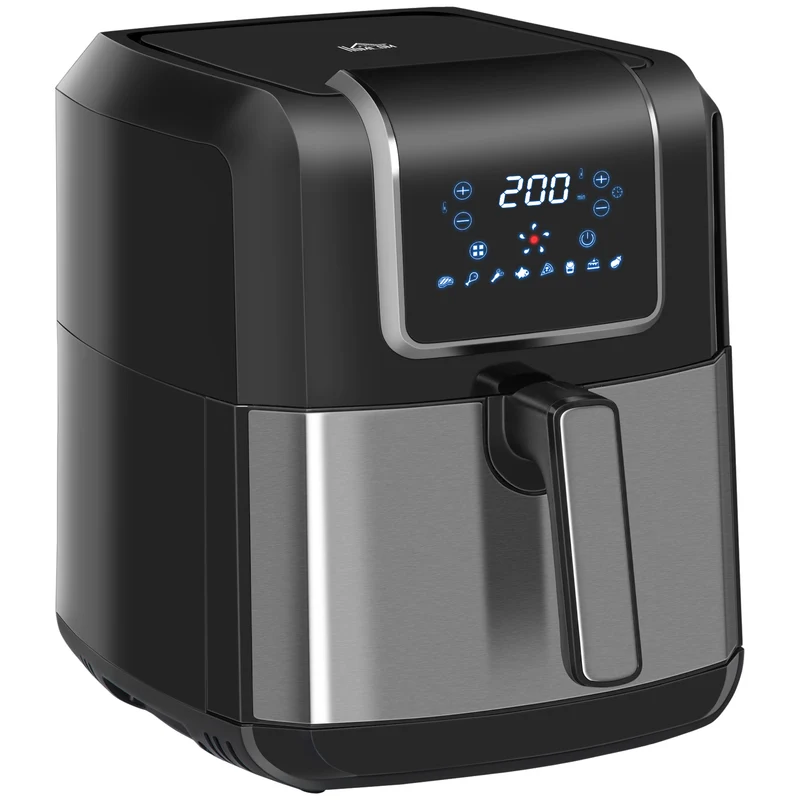 Homcom Freidora De Aire 6,5l 1700w 8 Programas Pantalla Led Táctil Temporizador