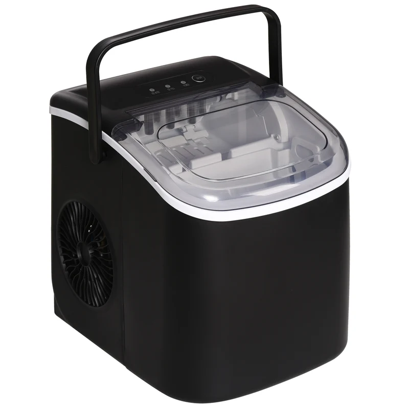 Homcom Máquina Para Hacer Hielo 12 Kg En 24 Horas 22,2x29,4x29 Cm Negro