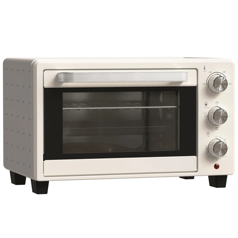 Homcom Horno Eléctrico De Sobremesa De 21l 1400w Con Temporizador Crema