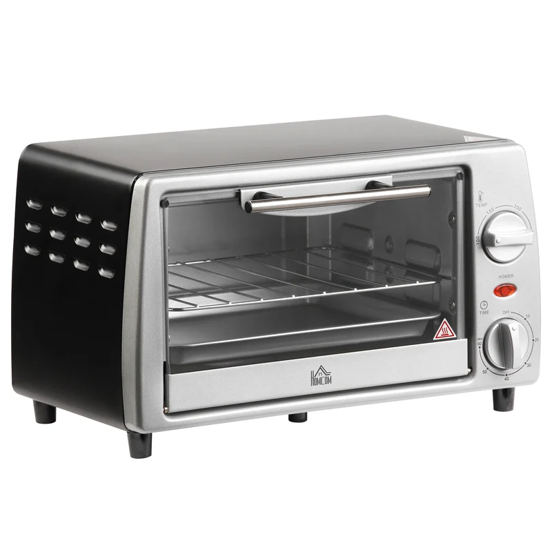 Homcom Horno Eléctrico Sobremesa 10 L 750w Temperatura 230 ℃ 36,5x26x22 Cm Plata