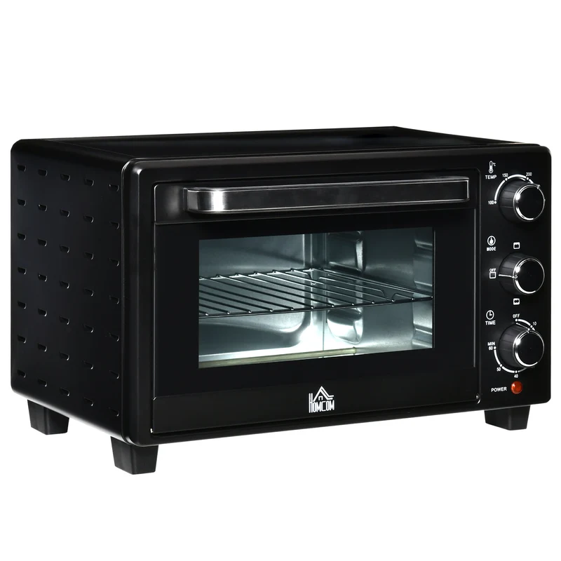 Homcom Horno Eléctrico De Sobremesa De 21l 1400w Con Temporizador Negro