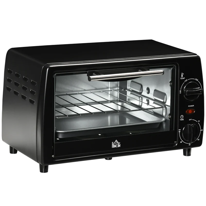 Homcom Horno Eléctrico Sobremesa 10 L 750w Temperatura 230 ℃ 36,5x26x22 Cm Negro