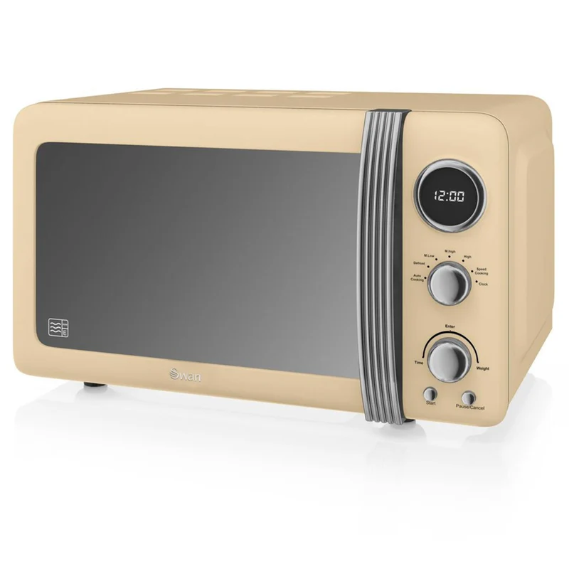 Swan Retro Microondas Digital 20l, 5 Niveles De Potencia, Función Descongelación Temporizador 60 Min, Sm22030cneu, Crema