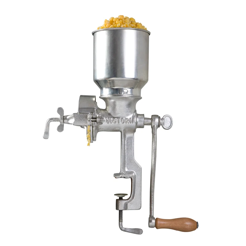 Victoria Molino Cereales Manual Hierro Fundido Para Moler Café, Maíz, Semillas, Grosor Ajustable, 30025, Cromado