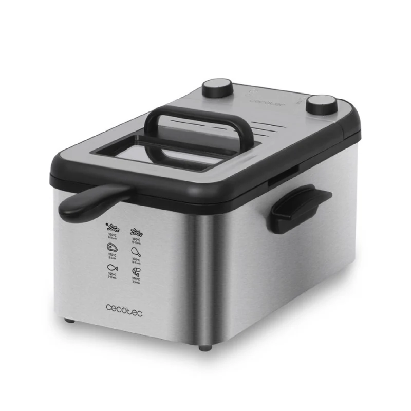 Freidora Eléctrica Cleanfry Infinity 3000 De Acero Inoxidable, 3 Litros De Capacidad De Aceite, Filtro Oilcleaner, 2400 W, Temporizador De 30 Minuto