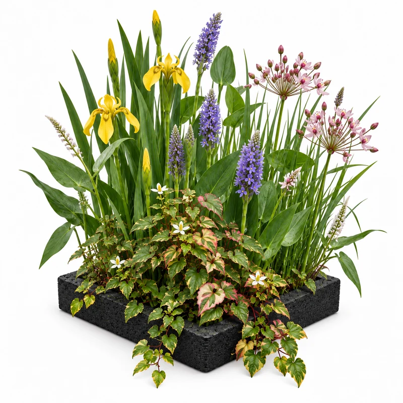 Isla De Plantas Estanque - 4 Variedades De Plantas - 25x25 Cm