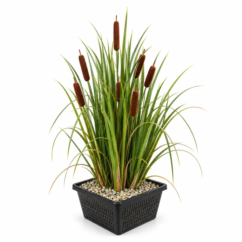Espadaña Typha Latifolia Planta Estanque - Set 4 Plantas Con Cesta Y Sustrato
