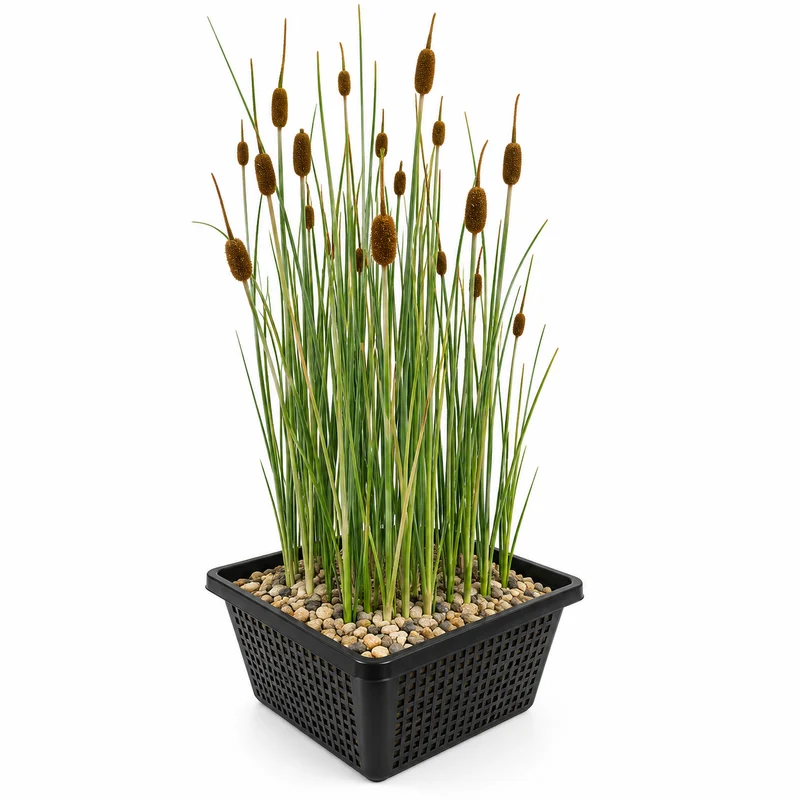 Espadaña Enana Typha Minima Planta Estanque - Set 4 Plantas Con Cesta Sustrato