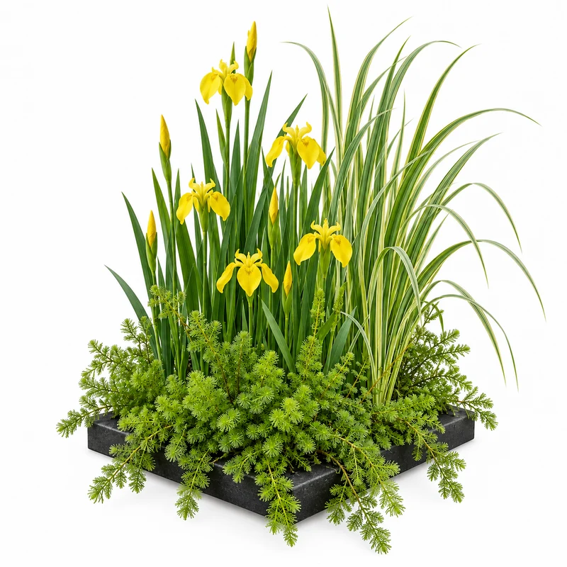 Isla Filtrante Para Estanque 25x25 Cm - Set Completo Con 4 Plantas