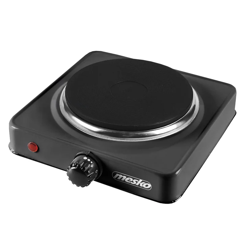 Hornillo Eléctrico, Zona Cocinado 15,4 Cm, Termostato Regulación Continua, Compacto, Ideal Camping Mesko Ms 6508 Negro