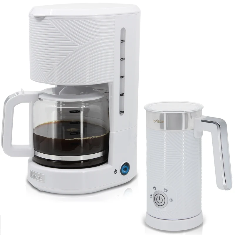Briebe Elegance Set Cafetera Goteo 10 Tazas + Espumador De Leche Eléctrico