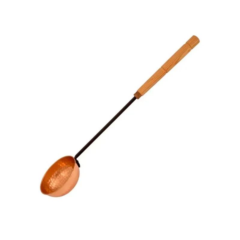 Cucharón De Cobre Martillado Con Mango De Madera Para Cocina