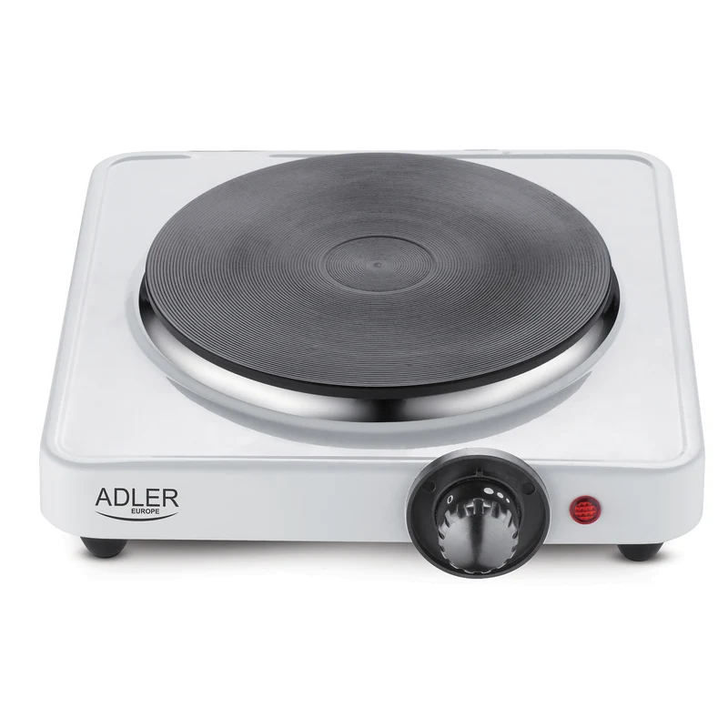 Hornillo Eléctrico, Zona Cocinado 18,5 Cm, Termostato Regulación Continua, Compacto, Camping Adler Ad6503 Blanco