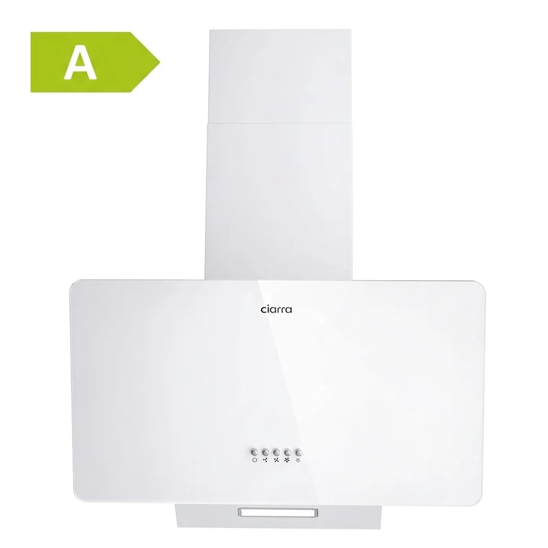 CIARRA Campana Extractora Inclinada 60 cm Blanco, Clase A, 3 Velocidades CAW6750
