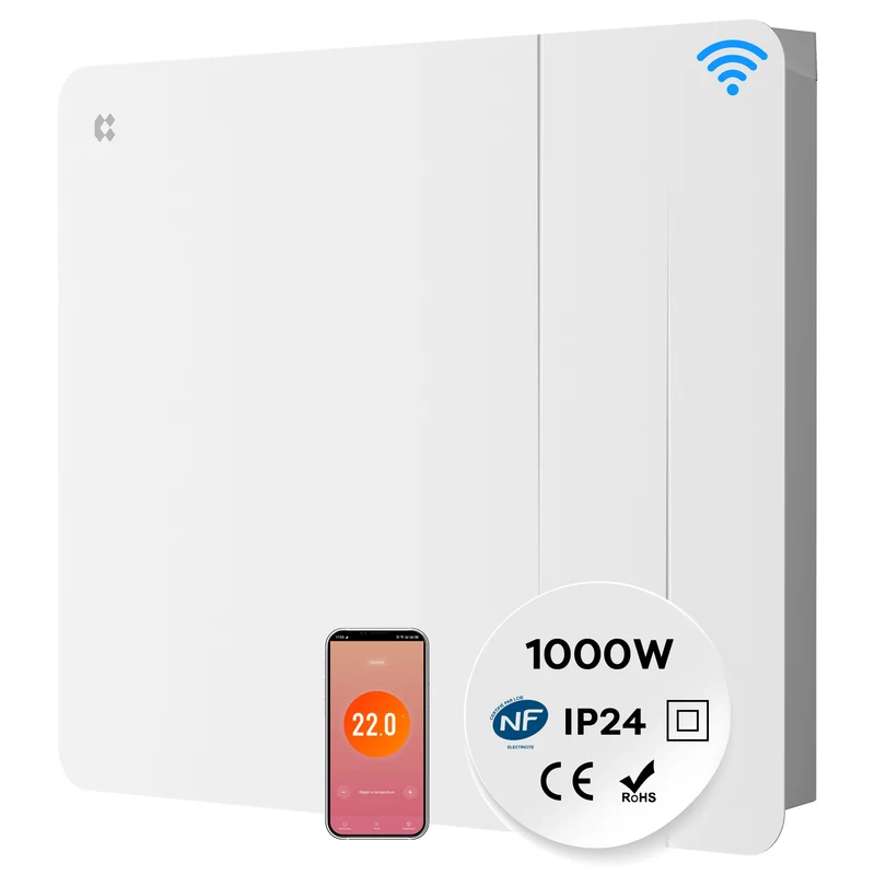 CIARRA Emisor Térmico Cerámico WiFi Bajo Consumo – Radiador Eléctrico Inteligente para el Hogar (1000W/1500W/2000W)