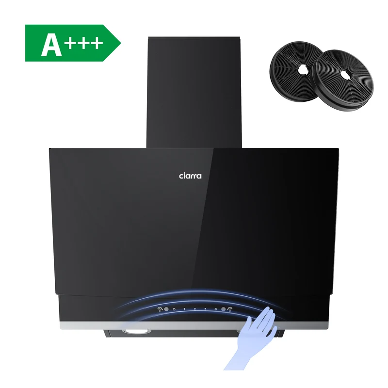 CIARRA CBCB6736A Campana Extractora Inclinada Negra A+++ | 60cm Campana de Diseño Premium