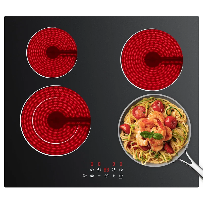 Ciarra x CDV Placa Vitrocerámica 60cm, 4 Fuegos 6400W Eléctrica Encastrable con Control Táctil, 9 Niveles de Calor, Apta para Todo Tipo de Menaje CDVER64B-OW