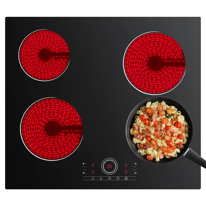 Ciarra x CDV Placa Vitrocerámica 60cm, 4 Fuegos 6000W Eléctrica Encastrable con Control Táctil, 9 Niveles de Calor, Apta para Todo Tipo de Menaje CDVER604-OW