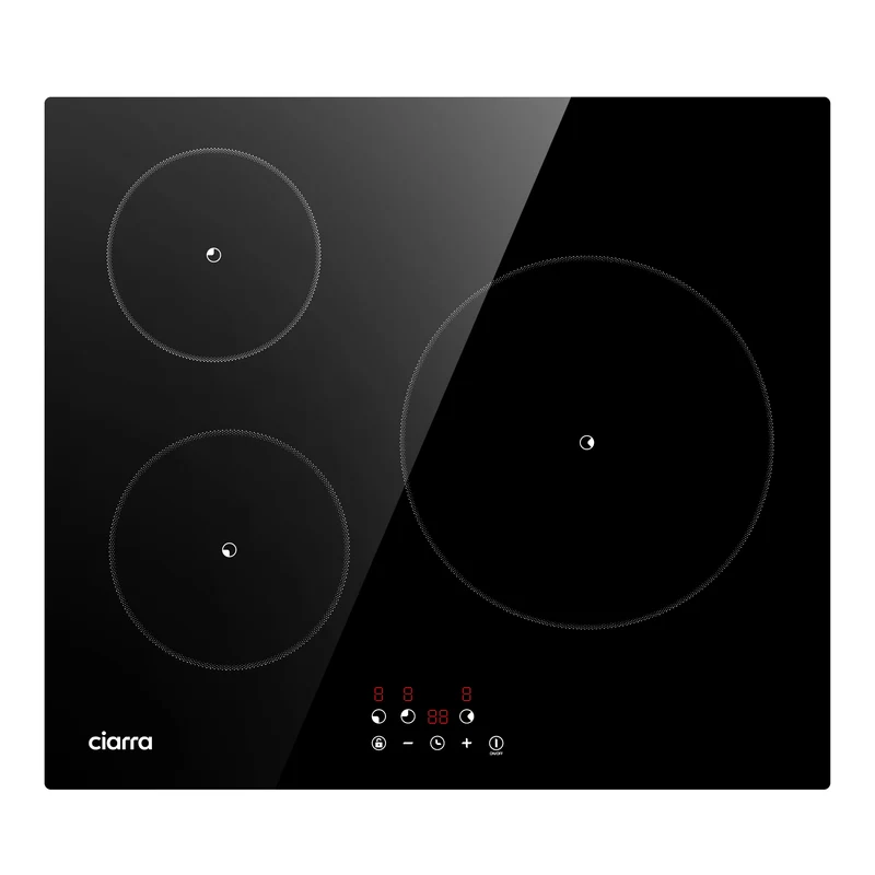 CIARRA Invisible Vitroceramica Induccion Placa inducción empotrada con 3 fuegos y 9 niveles de potencia CABBIH3-F