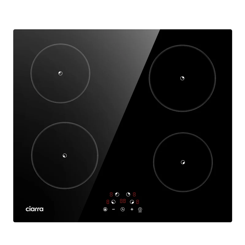 CIARRA Inducción Invisible Placa de inducción empotrada con 4 zonas y 9 niveles de potencia CABBIH4-F