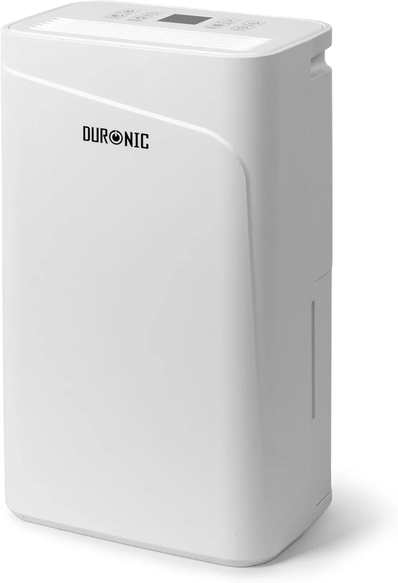 Duronic DH121 Deshumidificador 300W hasta 12L/día Depósito 2,1L con drenaje continuo Temporizador 1-24h Control humedad 30-80% Silencioso 36dB portátil con ruedas para hogar oficina sótano