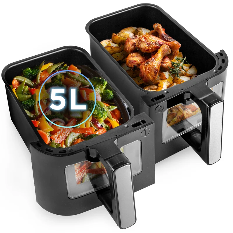 Duronic AFD2 BK 2 cestas de cocción de 5 litros Cada una Compatible únicamente con freidora de Aire Modelos AF14, AF24 y AF34. Cajón de cocción para Airfryer