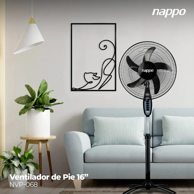 VENTILADOR DE PIE NAPPO 16" NEGRO 5 ASPAS NVP-068 | NVP-153