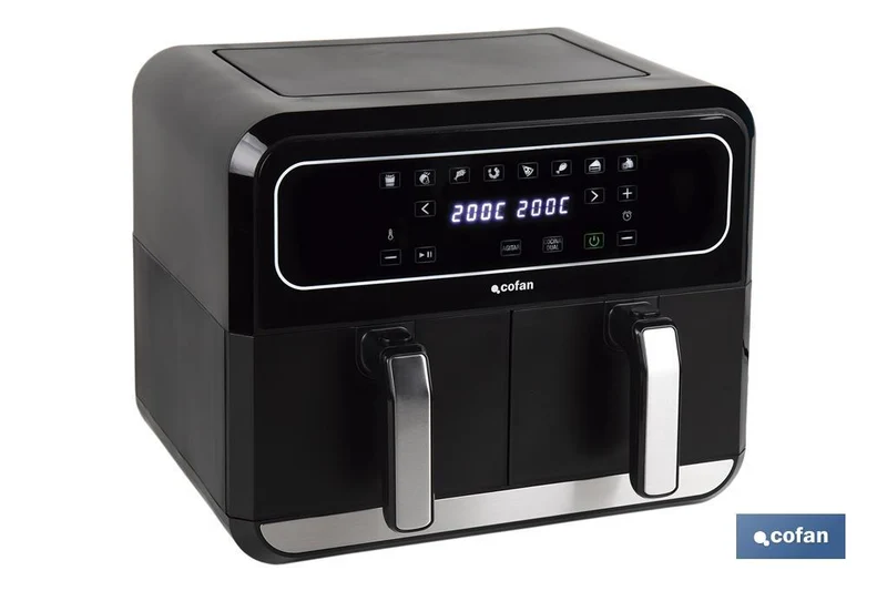 Freidora de aire dual | Pantalla táctil | 8 programas preestablecidos | Acabado inteligente | Capacidad: 8 litros | Potencia: 1700 W