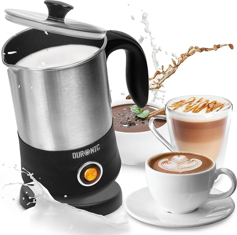 Duronic MF300 Espumador de leche - Prepara espuma Caliente o Fría, 550W, Base Inalámbrica 360°, Capacidad de 300ml para espumar y 400 ml para calentar, Seguro y Fácil de Limpiar