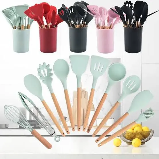 Set de utensilios de cocina cucharones de silicona 11 Piezas SJ-226-C
