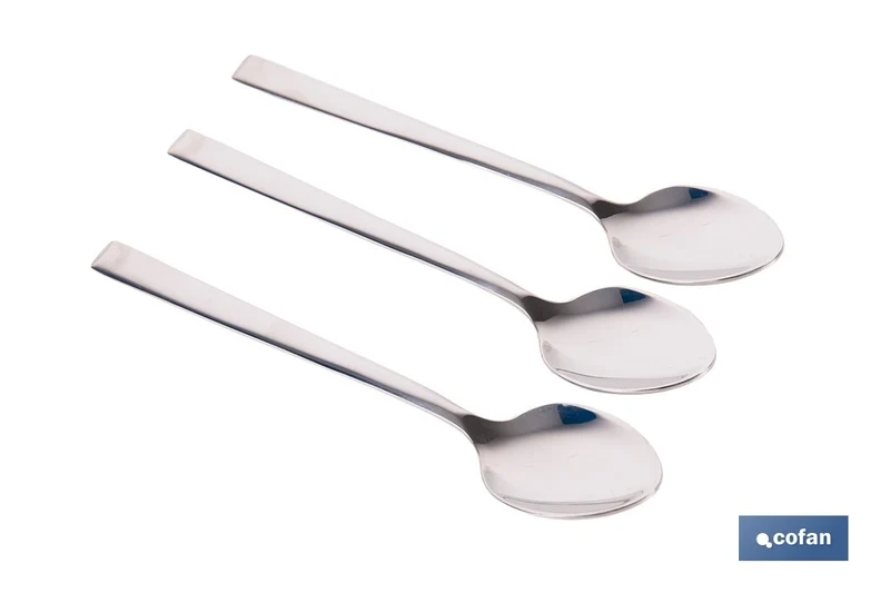 Cuchara de Té | Modelo Bari | Fabricado en Acero Inox 18/0 | Blíster de 3 Unidades