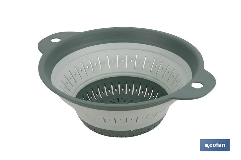 Escurridor plegable con asas y capacidad para 1,8 litros | Color: verde | Ahorro de espacio | Ideal para frutas, verduras y pasta