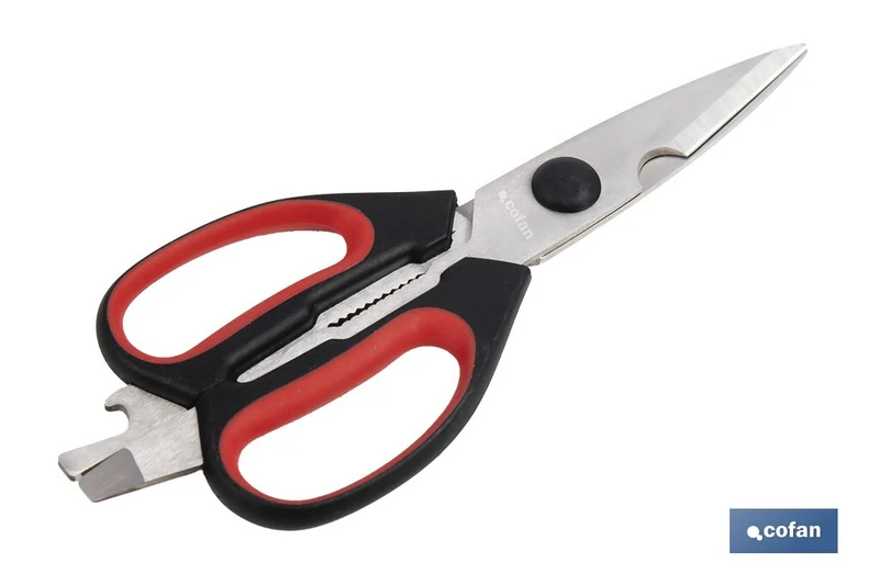 Tijeras de cocina multiusos con mango antideslizante | Hojas de acero inoxidable | Longitud: 21,5 cm | Perfectas para cortar, partir nueces y abrir botellas