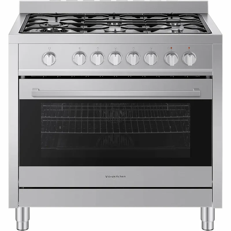Vitrokitchen ST9060IB Cocina Gas 5 Fuegos Inox con Horno Eléctrico 103L